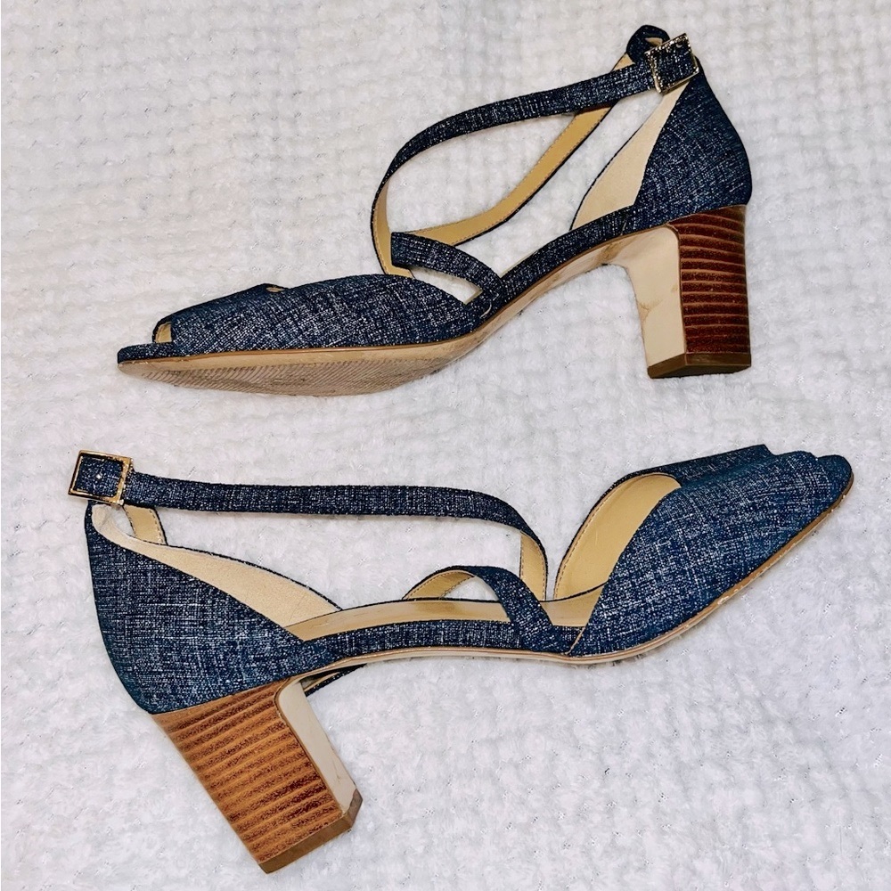 Talbots Denim Blue Strappy Block Heel Sandals